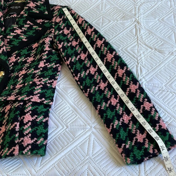 KATE SPADE NEW YORK Double-Breasted Houndstooth Wool Blend Peacoat Size XS - Picture 8 of 12